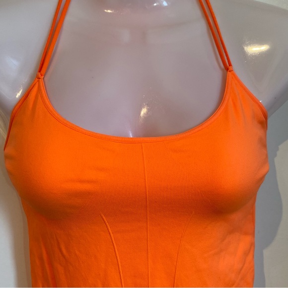 Bebe Sport Orange Mesh Activewear Tank Top M/L - Picture 3 of 16